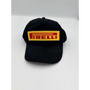 Pirelli Racing Hat Black Adjustable Baseball Cap F1 Motorsports Logo Embroidered